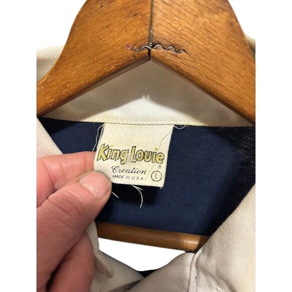 Vintage King Louie Champion shirt polo rugby jersey sz L navy blue white VTG - Picture 3 of 6